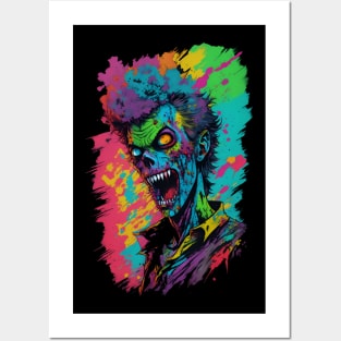 Color explosion Zombie with shirt Posters and Art